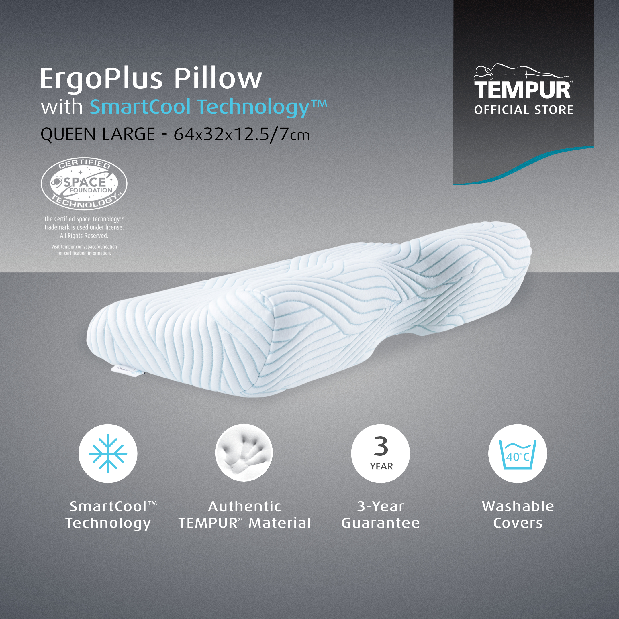 ErgoPlus Pillow with SmartCool Technology™️